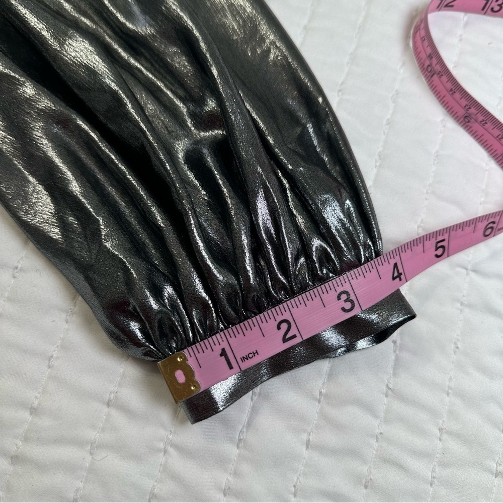 NEW Gianni Bini Zella Metallic Lame Plunging V-Back Front Slit Gown Maxi Dress - Picture 9 of 16